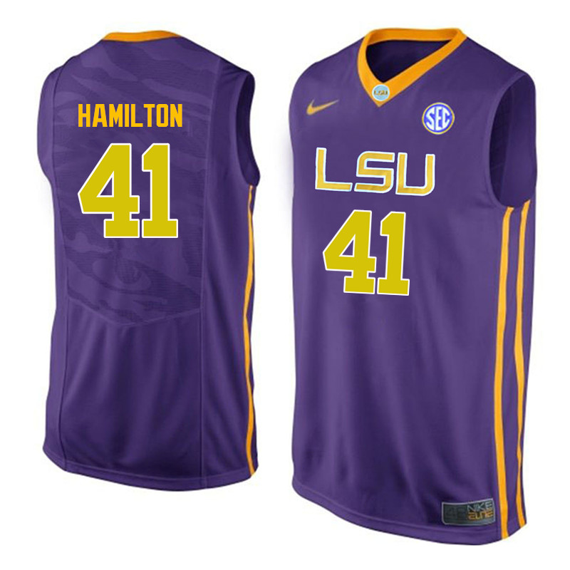 Men LSU Tigers #41 Justin Hamilton College Basketball Jerseys-Purple